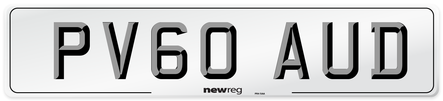 PV60 AUD Number Plate from New Reg